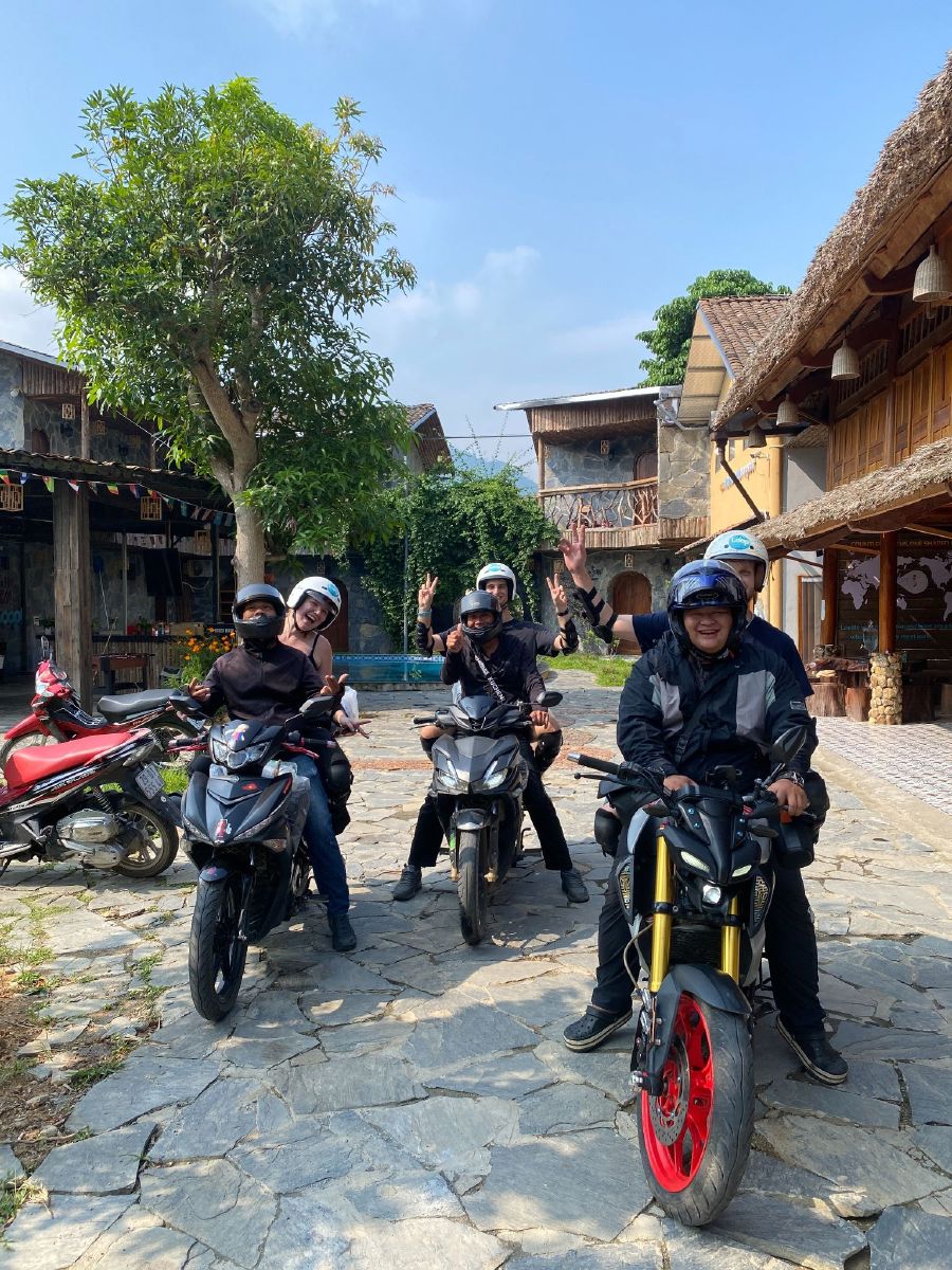 Easy-Rider-drivers-and-guests-on-motorbikes-at-a-Loop-Tours-homestay
