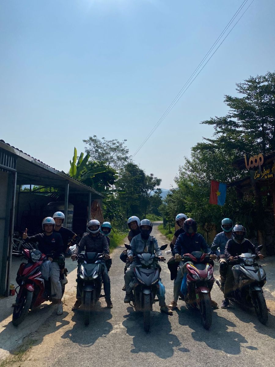 Easy-Rider-drivers-and-guests-on-motorbikes-at-a-Loop-Tours-homestay